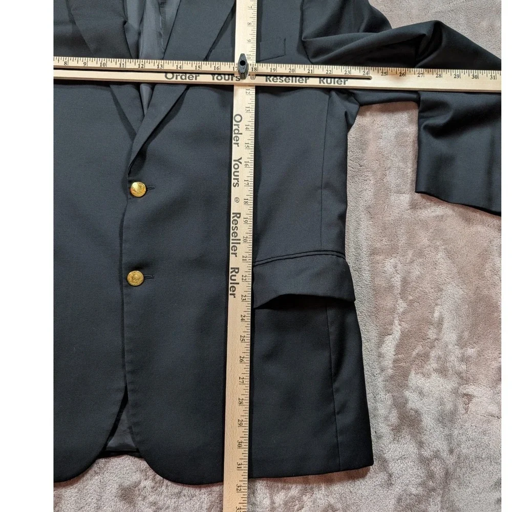 Jos. A Bank Signature Collection Mens Black Blazer Gold Crest Buttons Sport Coat